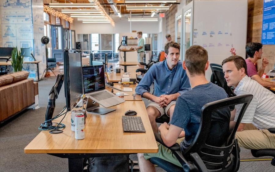 Founding team working together on a new venture